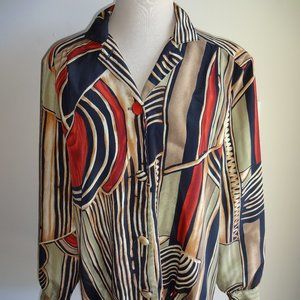 Womens Vintage 1980s 1990s Anastasia Jacket XL Red Black Brown Lined Pockets USA